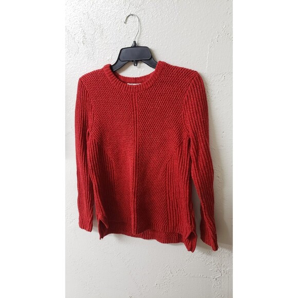 Madewell Sweaters - Madewell red hexcome textured cotton blend sweater size M
